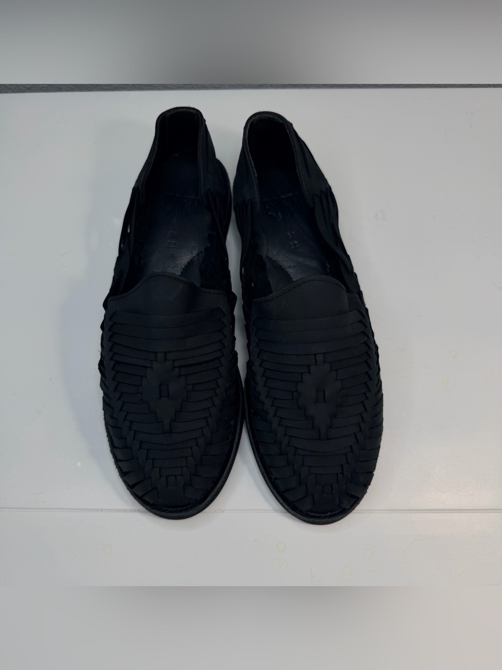 Espiritu Classics Men's Handwoven Black Eclipse Leather Huarache Sandals Size 12